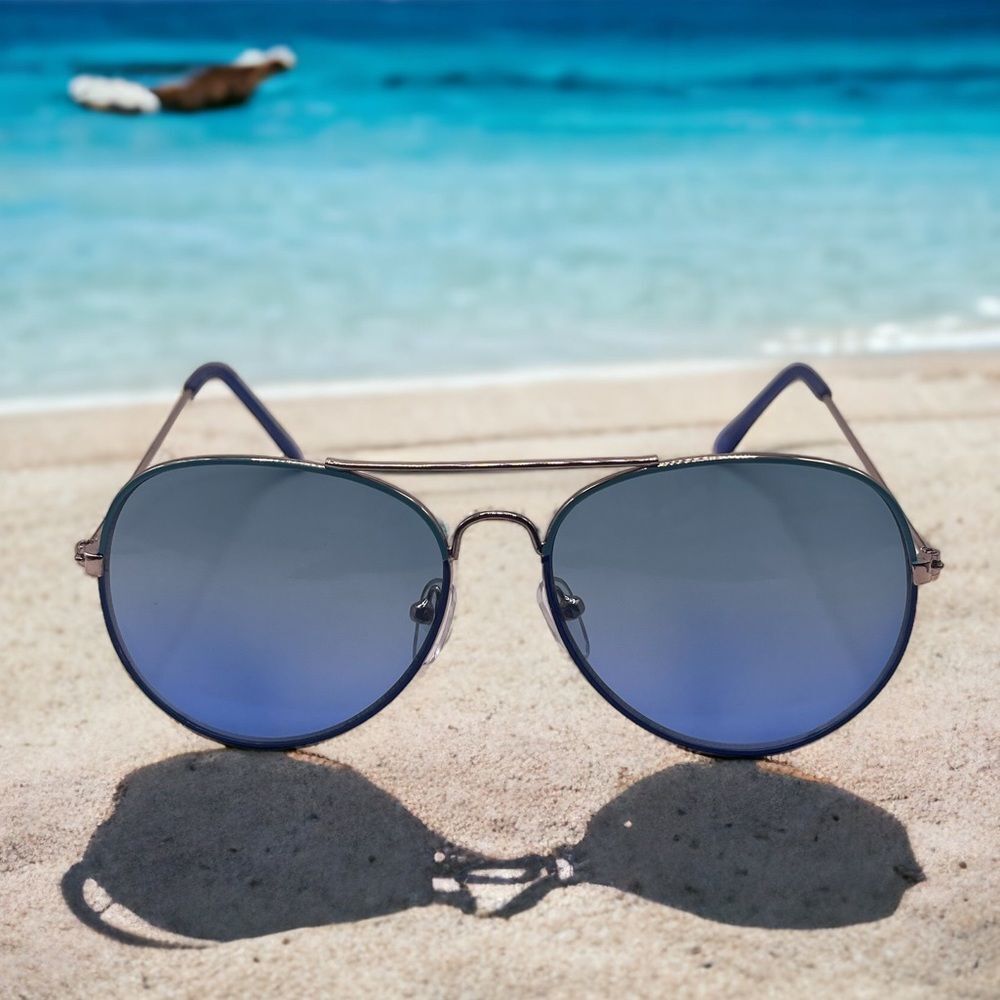 CREWCUTS Gold Aviators with Blue Variated Lenses